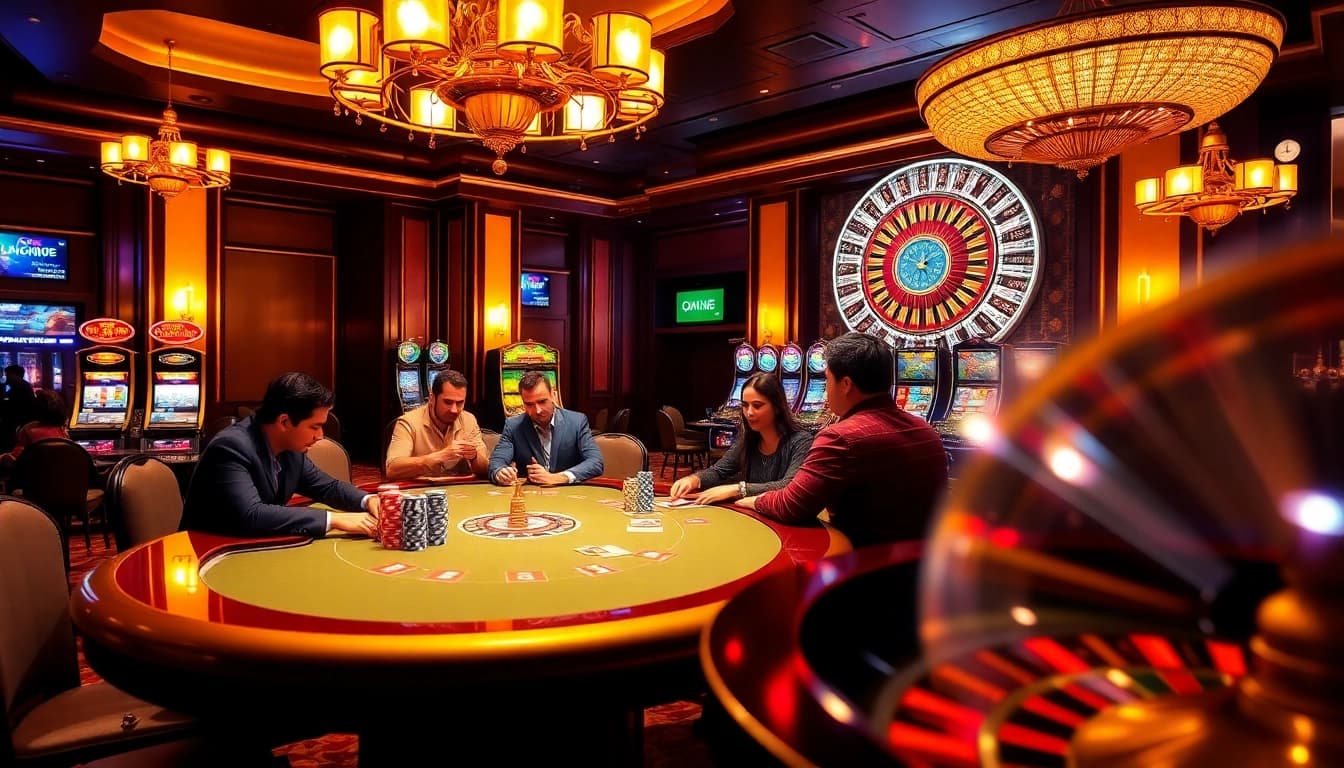 Engaging poker players at a luxurious casino funded by Okfun's exciting platform
