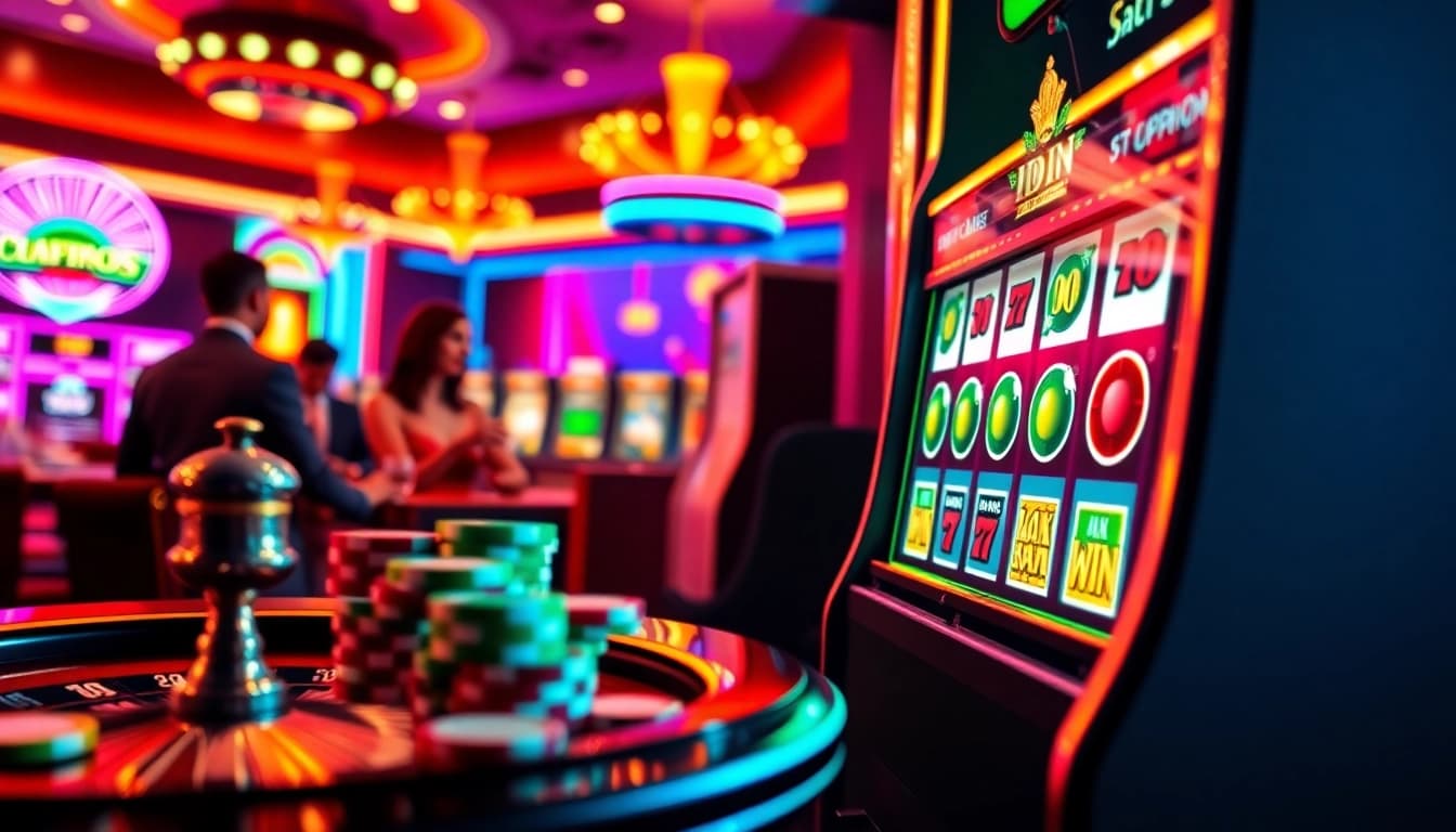 IDN slot machine revealing excitement and potential jackpots in a luxurious casino environment.