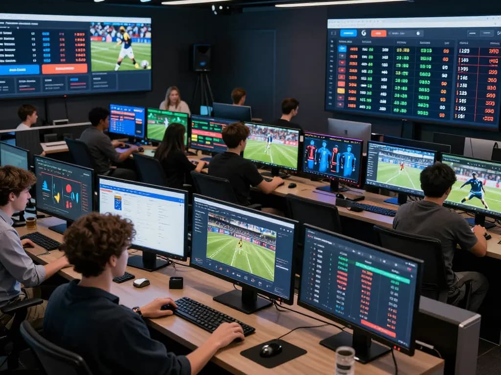 Engaged online gambler analyzing soi kèo betting odds on a modern sports betting platform