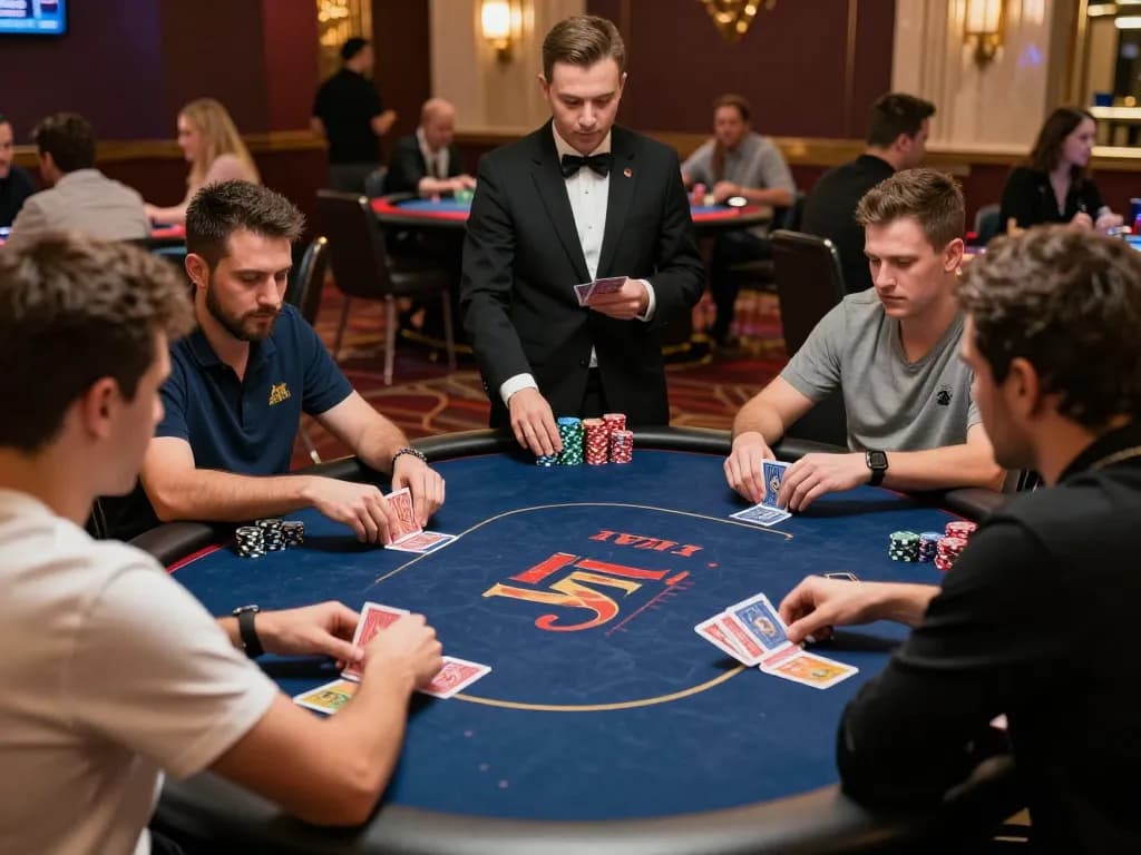 Players engage in strategic poker gameplay at Casinosscope poker tournament.