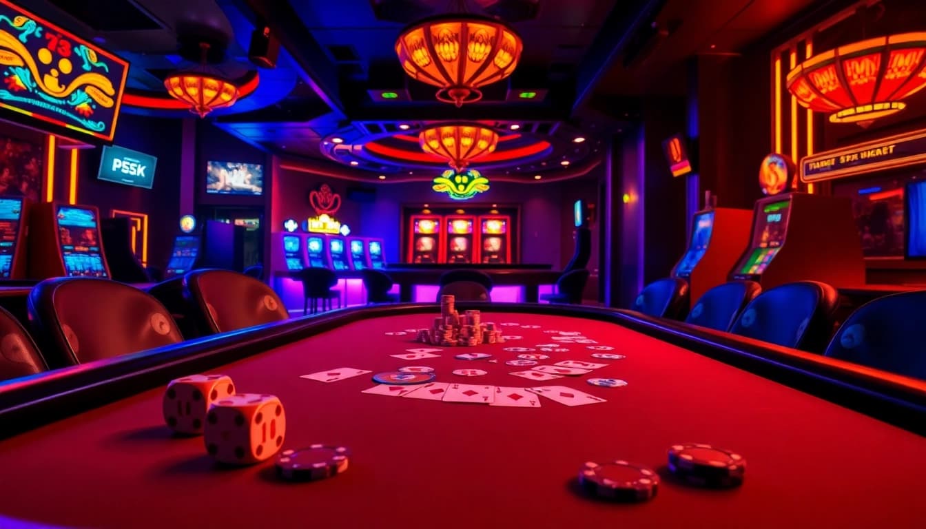 Engage in thrilling sex games at a luxurious casino poker table with vibrant colors and enticing elements.