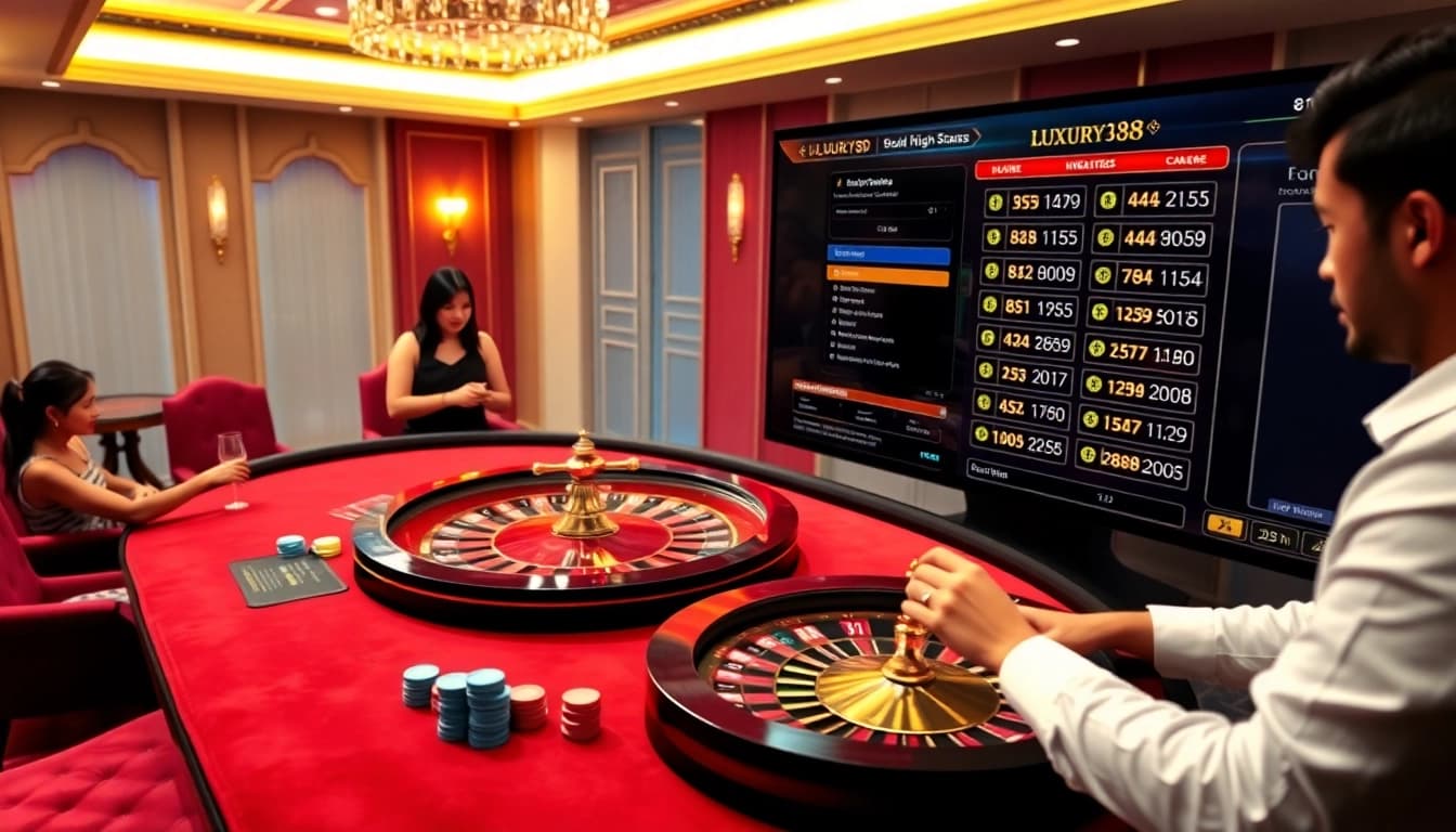 Experience exciting gameplay at luxury138 with a vibrant casino table and digital betting interface.