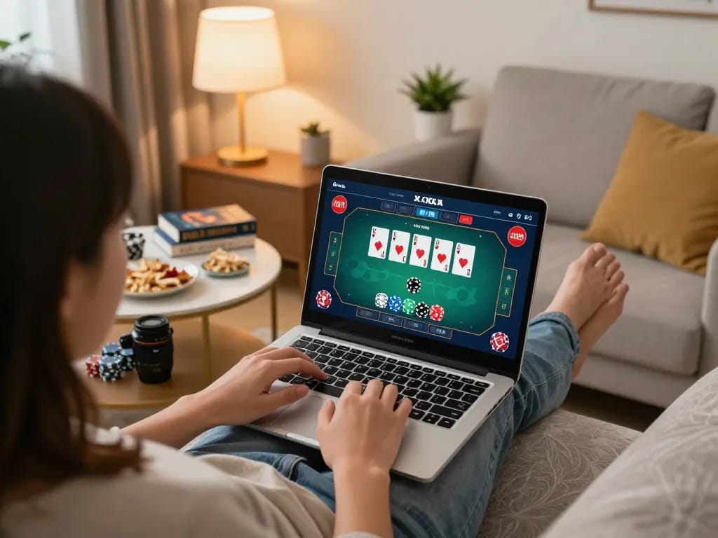 Engaging in online poker strategies at home, gameradar highlights responsible gambling.