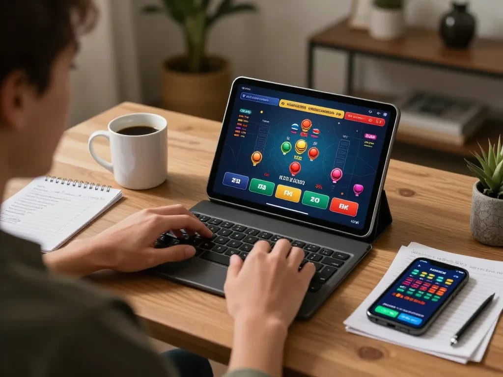 Engaged player enjoying live dealer games at home showcasing nhà cái nk88 in a relaxed environment.
