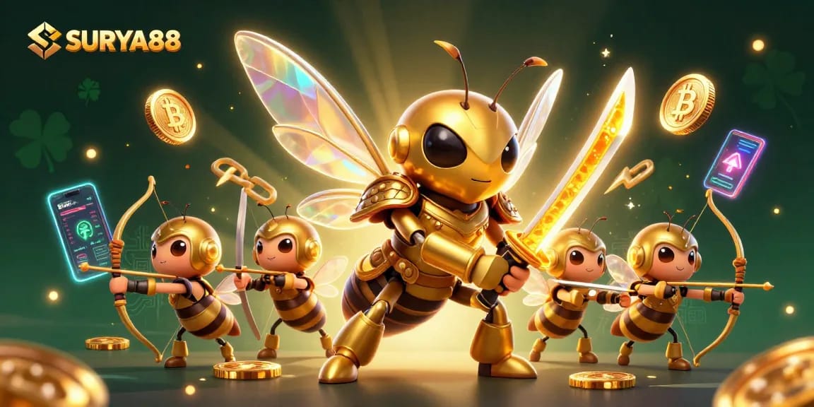 SURYA88 launches an exciting gaming experience featuring charming characters and vibrant crypto elements.