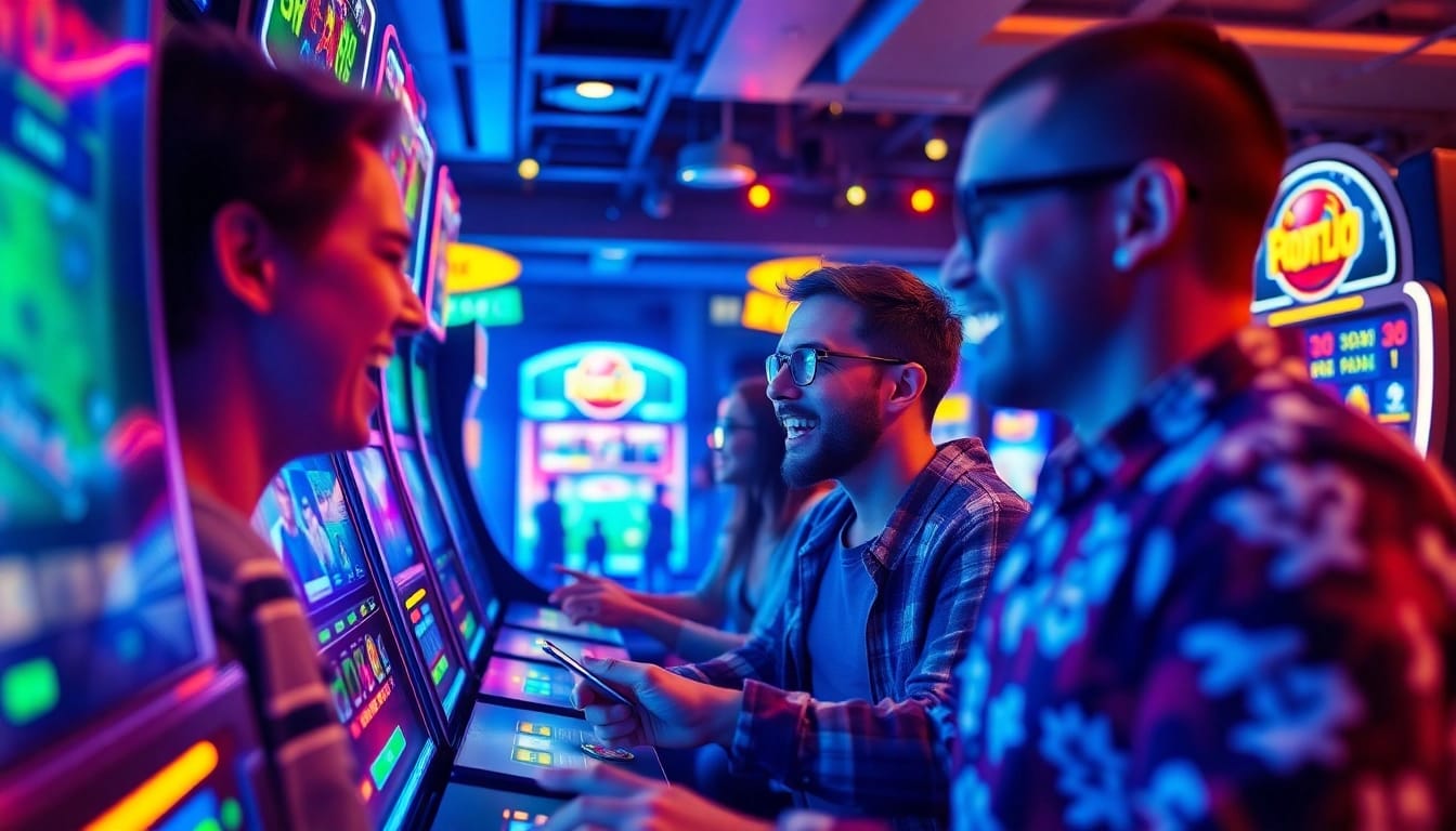 Engaging players enjoying bolagacor online gambling with vibrant slots and football games.