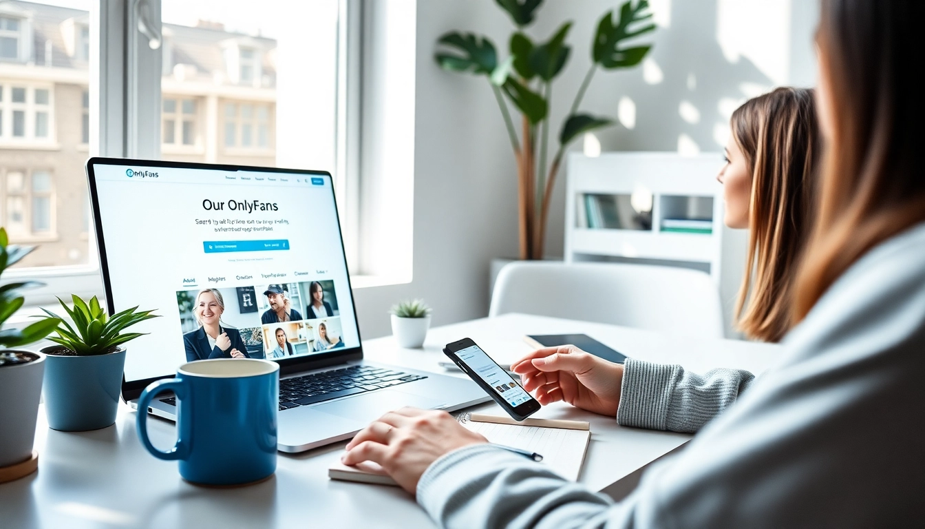 Searching how to find someone’s onlyfans using modern technology in a stylish workspace.
