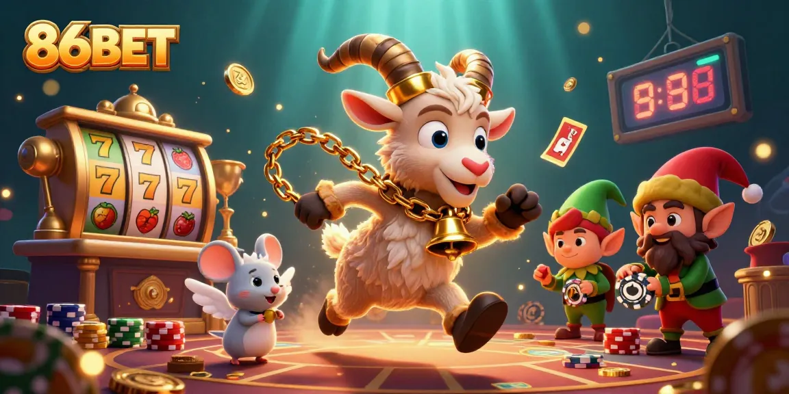 Experience thrilling gameplay with 86BET in this festive casino illustration featuring a spirited atmosphere.