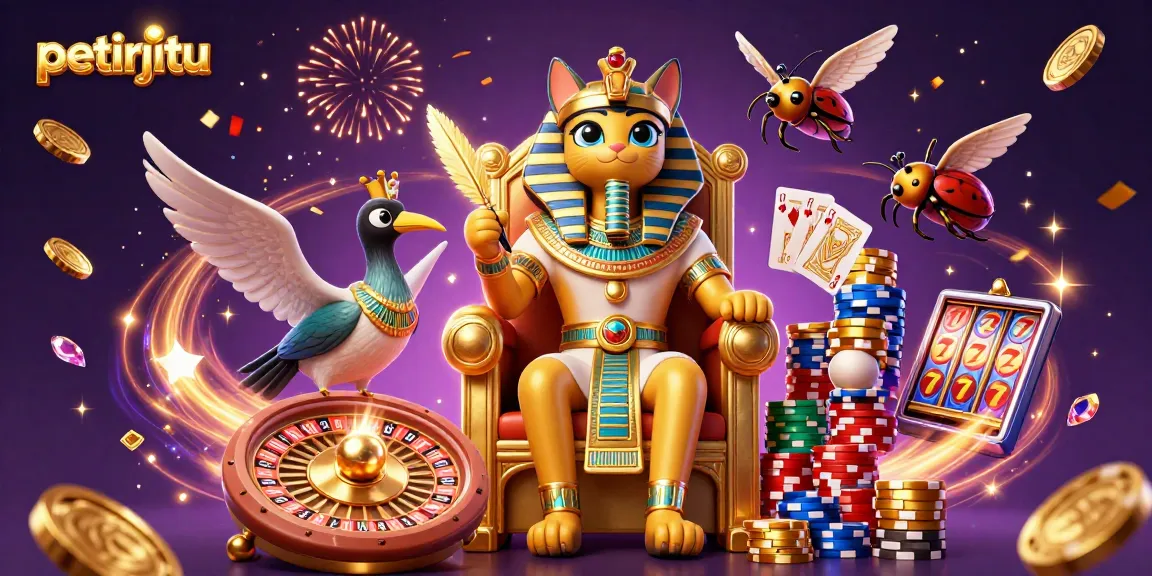 Petirjitu menghadirkan pengalaman bermain game online gacor dengan ilustrasi kasino yang penuh warna.