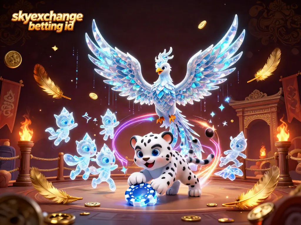 Experience thrilling gameplay with a striking ice phoenix and snow leopard at Skyexchange betting id.