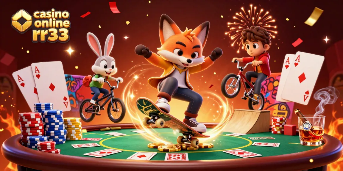 Experience the thrill at casino online rr33 with fox and rabbit in a vibrant casino scene.