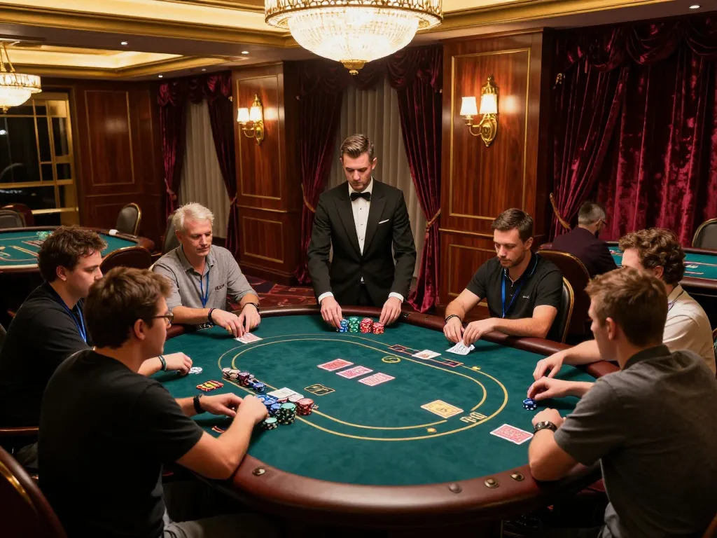 VIP poker table scene showcasing players engaging in strategy at qh88eu.