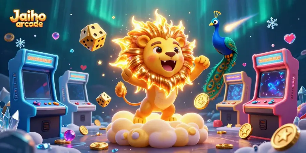 Experience the excitement of Jaiho arcade with vibrant 3D gaming characters and elements showcasing casino gameplay.