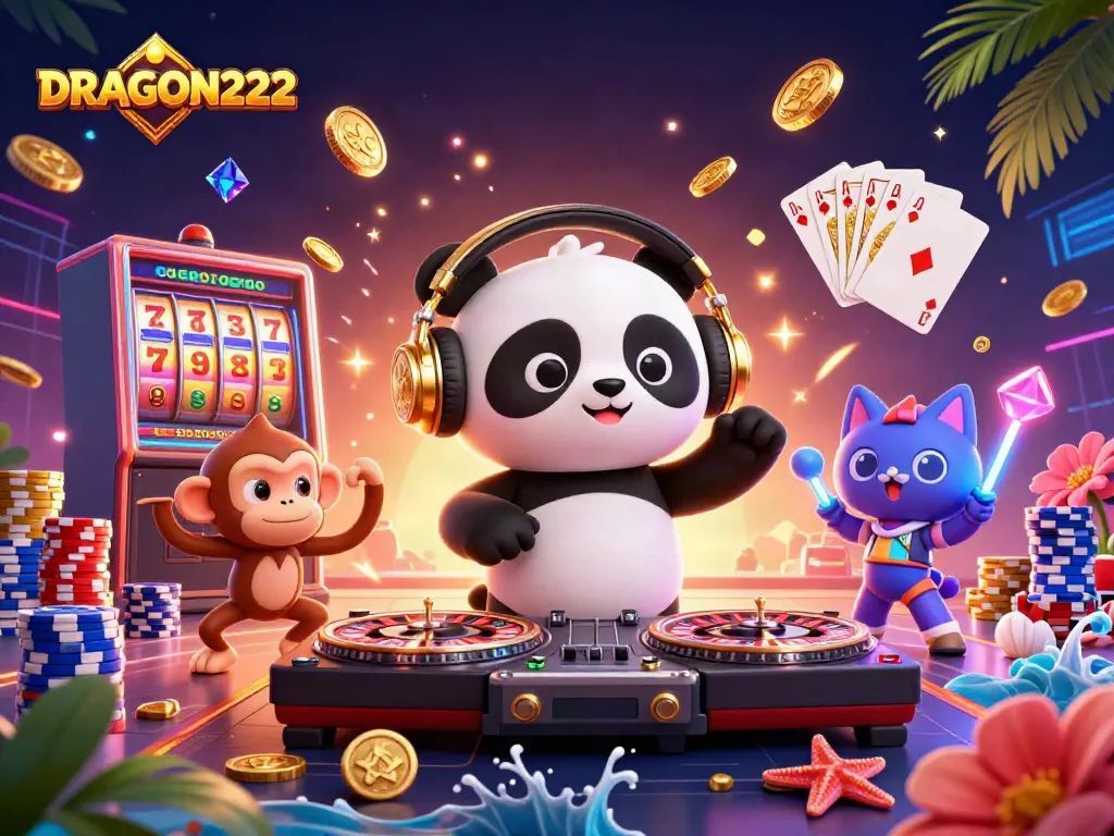 Spin the reels and win big with DRAGON222's immersive gaming experience featuring vibrant characters.