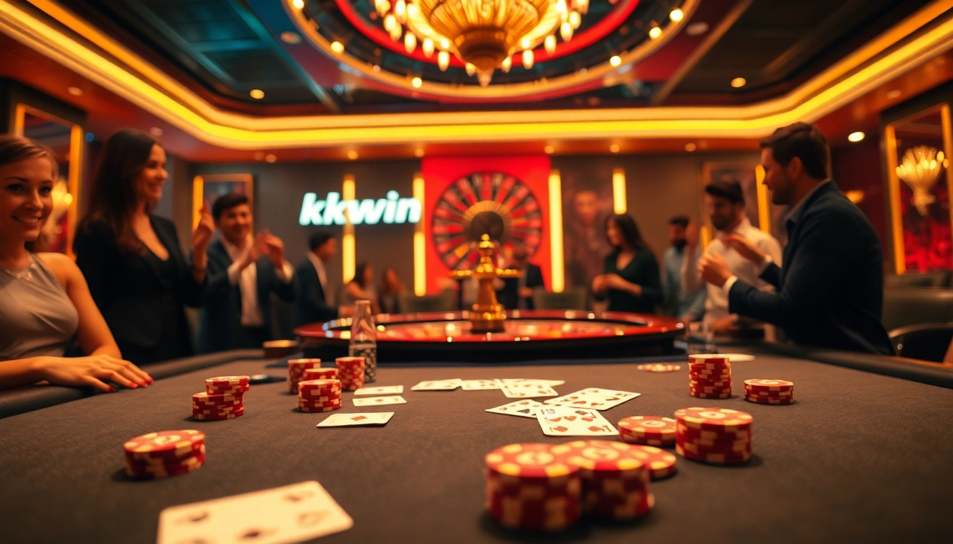 Experience kkwin with vibrant poker chips and an elegant casino setting.