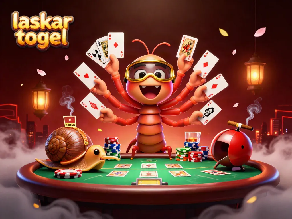 Engage in thrilling laskar togel with vibrant 3D illustration featuring lively casino characters.