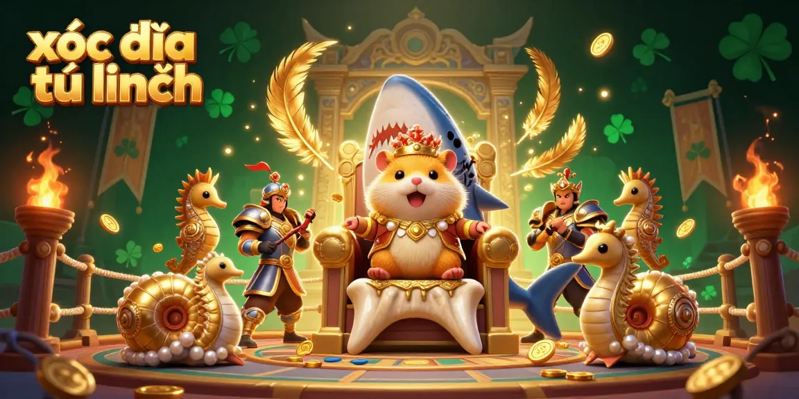 Engage in xóc đĩa tứ linh with the fierce hamster king and royal guards in an exciting casino setting