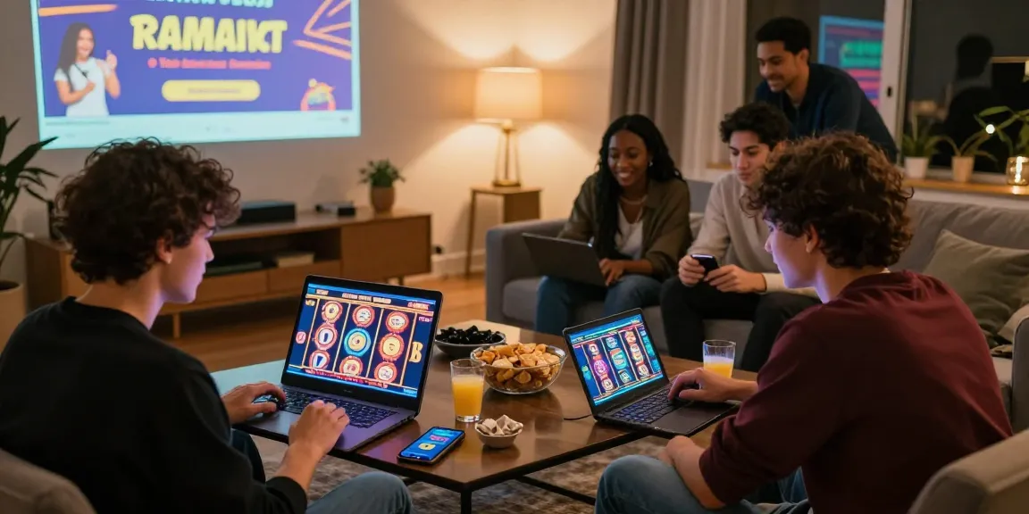 Friends enjoying gaming at home, showcasing new online casinos UK atmosphere