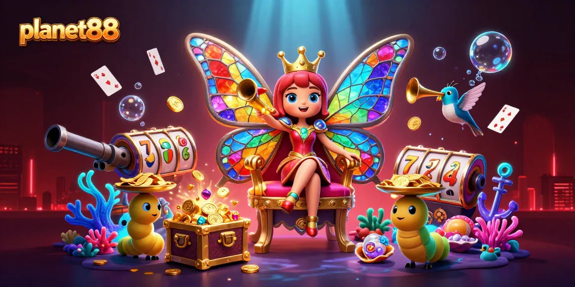 Spin for exciting jackpots at planet88 with vibrant casino-themed fantasy elements and glowing treasures.