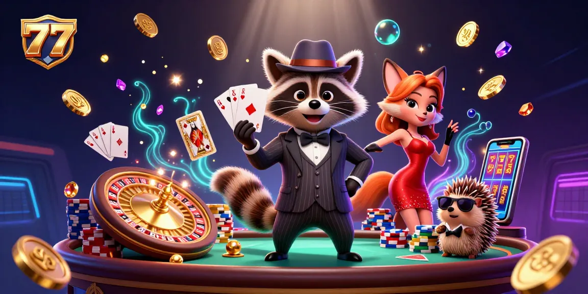 Experience thrilling wins with 777 at UFO777 casino featuring raccoon and fox characters.