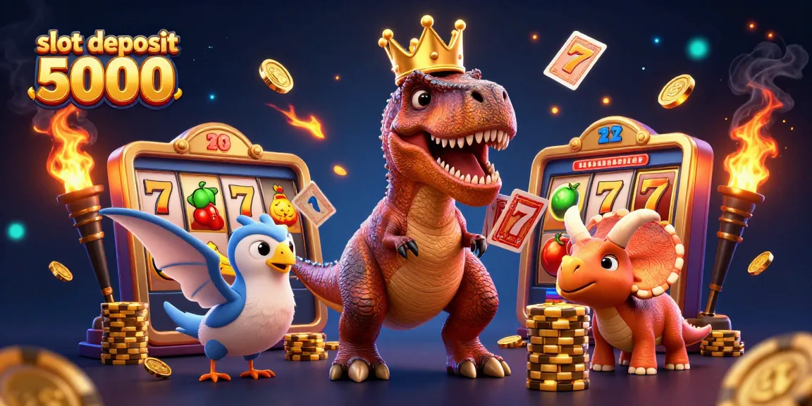 Engage in the excitement of slot deposit 5000 with vibrant characters and dynamic casino elements.