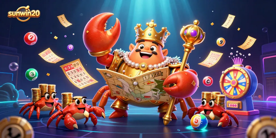 Engage with exciting games on sunwin20 featuring a golden crab emperor amidst vibrant gambling elements.