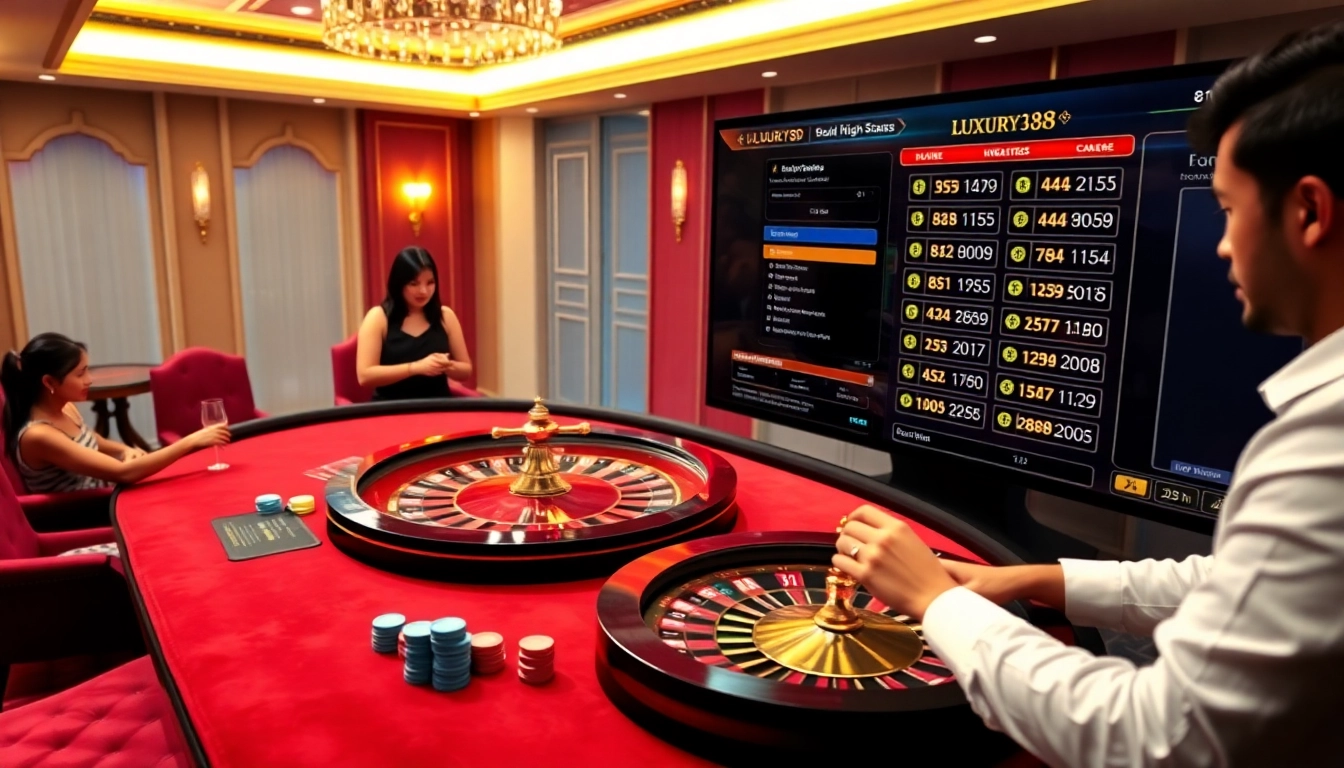 Experience exciting gameplay at luxury138 with a vibrant casino table and digital betting interface.