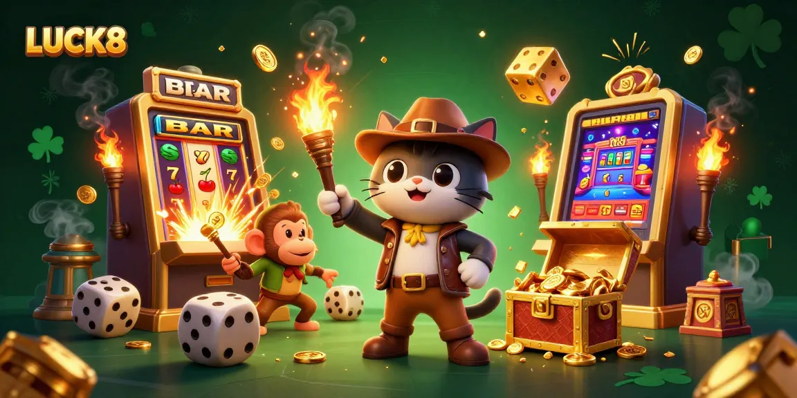Experience LUCK8's exciting casino adventure with cats, coins, and thrilling game elements.