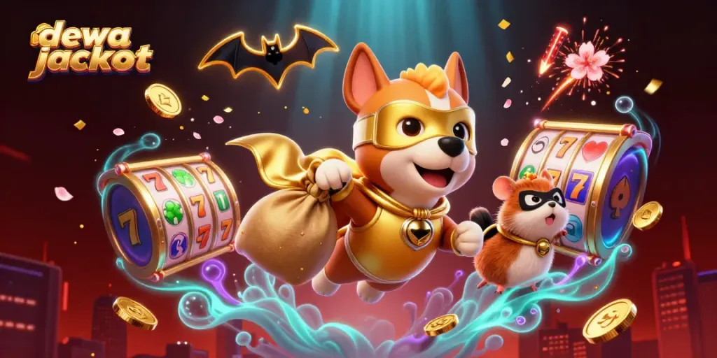 Slot online dewa jackpot membawa keberuntungan melalui permainan mesin slot berwarna-warni dan simbol keberuntungan.