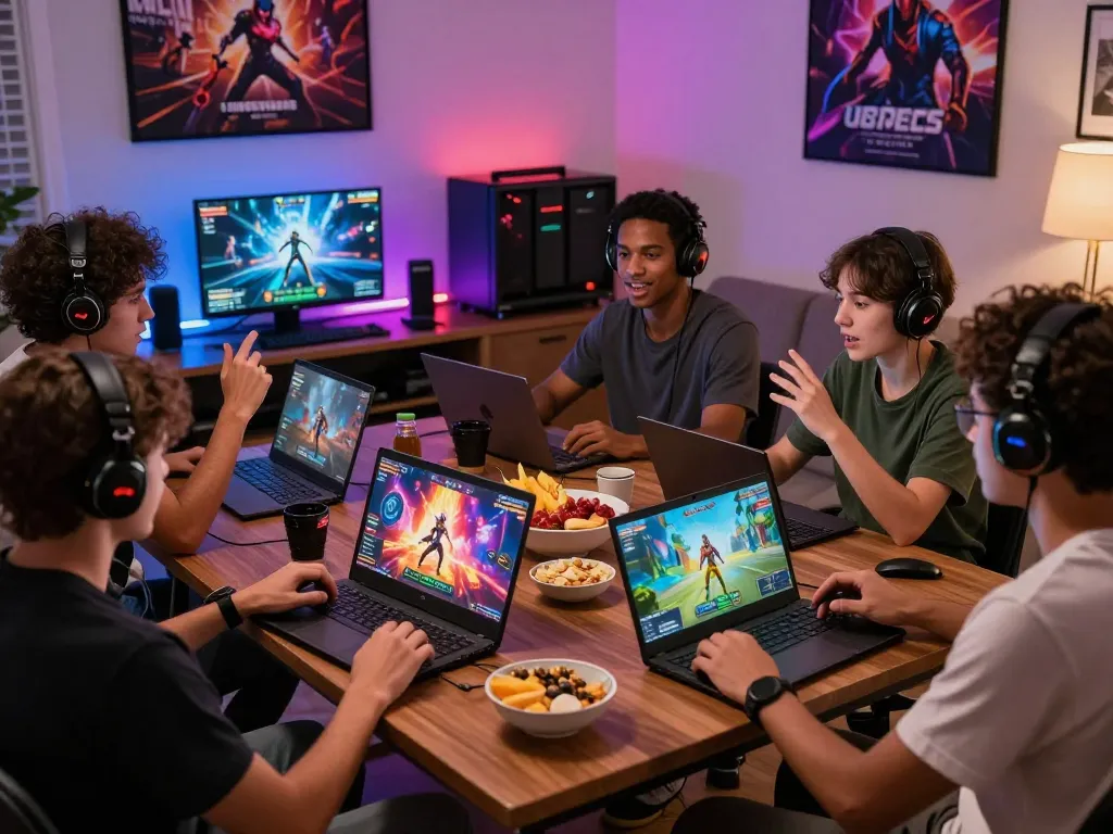 Friends enjoying an adult game together in an immersive gaming setup.