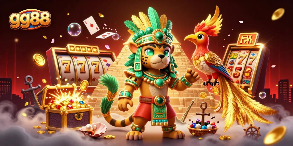 Experience thrilling jackpots at gg88 in a vibrant, ultra-detailed 3D casino illustration.