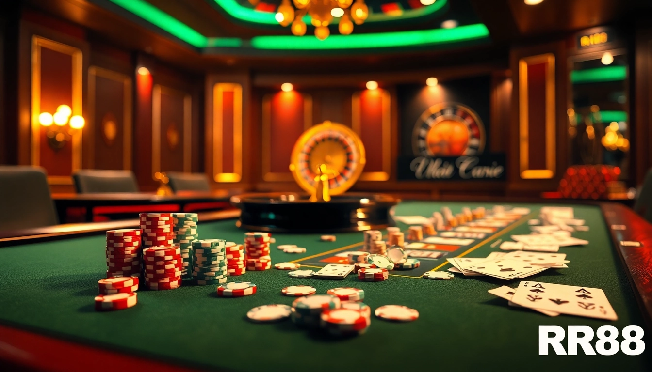 RR88 offre des expériences de jeu passionnantes avec des jetons de poker et des tables de casino.