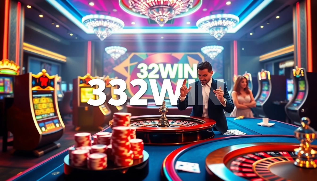 Gamblers enjoying the thrill of 32win's live casino games and slot machines.