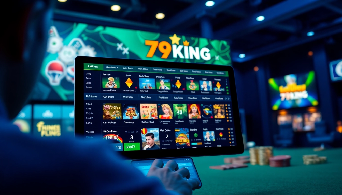 Escena de apuestas en línea atractiva que presenta la plataforma 79king con una variedad de juegos e interacciones de usuarios.