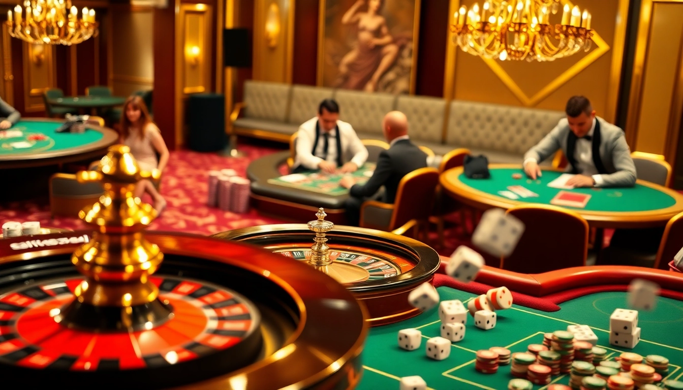 Experience the thrill of high-stakes gambling at OK8386 with elegant casino tables and vibrant poker chips.
