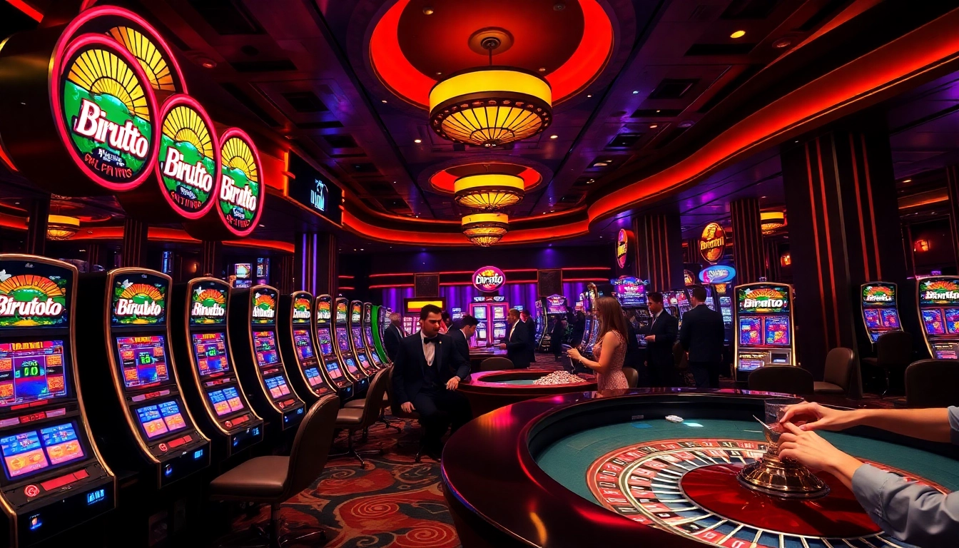 Rasakan sensasi Birutoto di kasino yang seru dengan mesin slot berwarna-warni dan meja roulette.