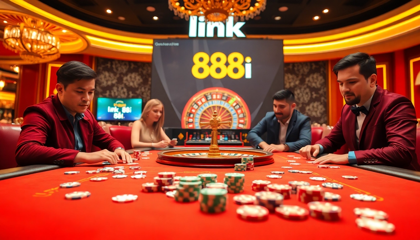 Experience link 88i at an exciting casino table with vibrant chips and warm lighting.