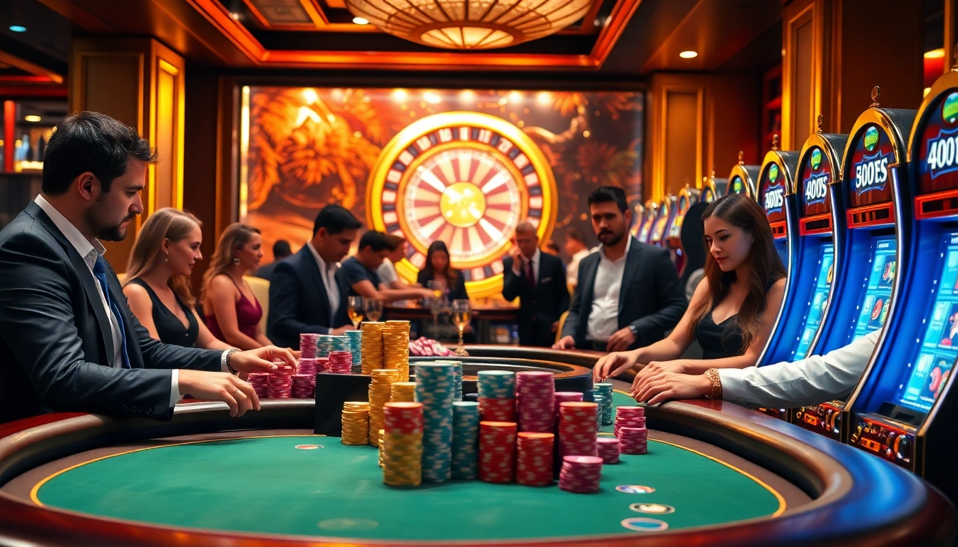 High-stakes poker play captures the excitement of gambling at urr88.com with colorful chips and a roulette wheel.