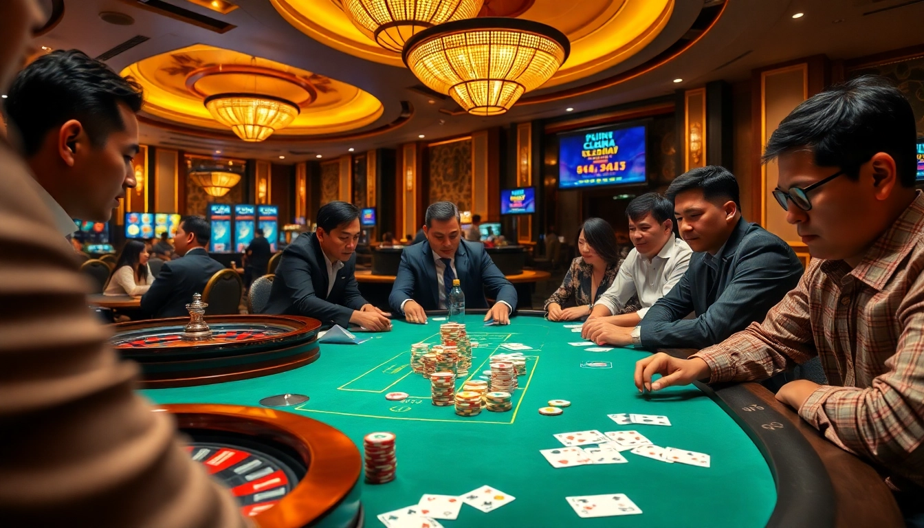 Exciting poker scene showcasing pengeluaran china results with colorful chips and players engaged.