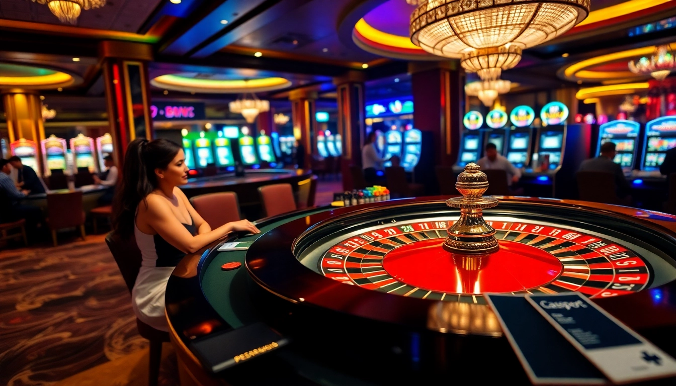 A dynamic casino scene featuring players at a roulette table, exemplifying the excitement of gambling while highlighting a canada visitor visa from australia on the table.